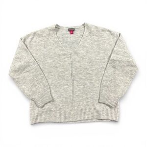 Vince Camuto Women’s XS Light Gray V-Neck Knit Sweater Soft Ribbed Hem